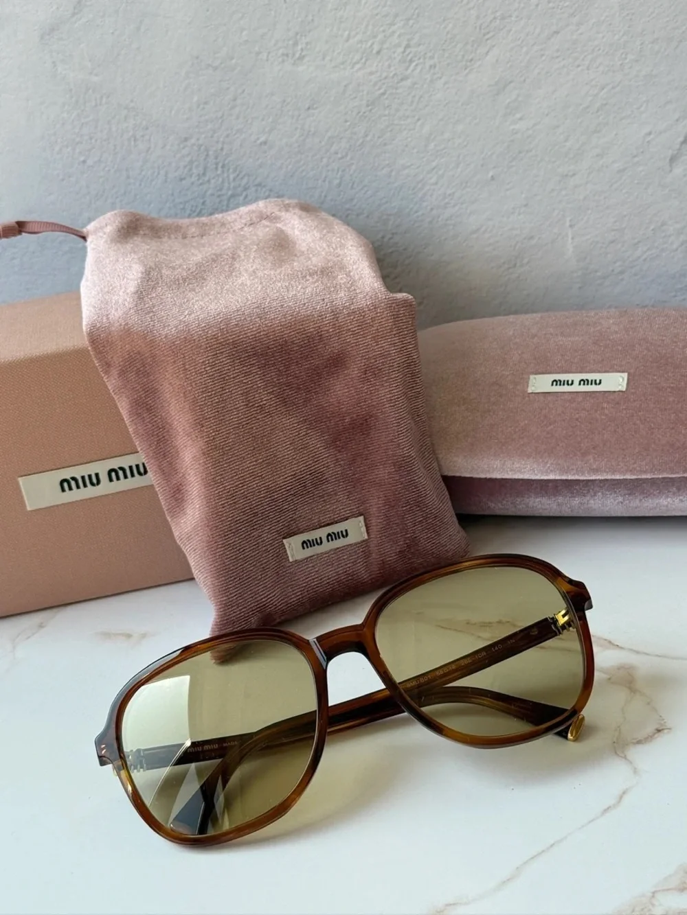 Miu Miu Oversized Square Sunglasses - Havana/ Yellow